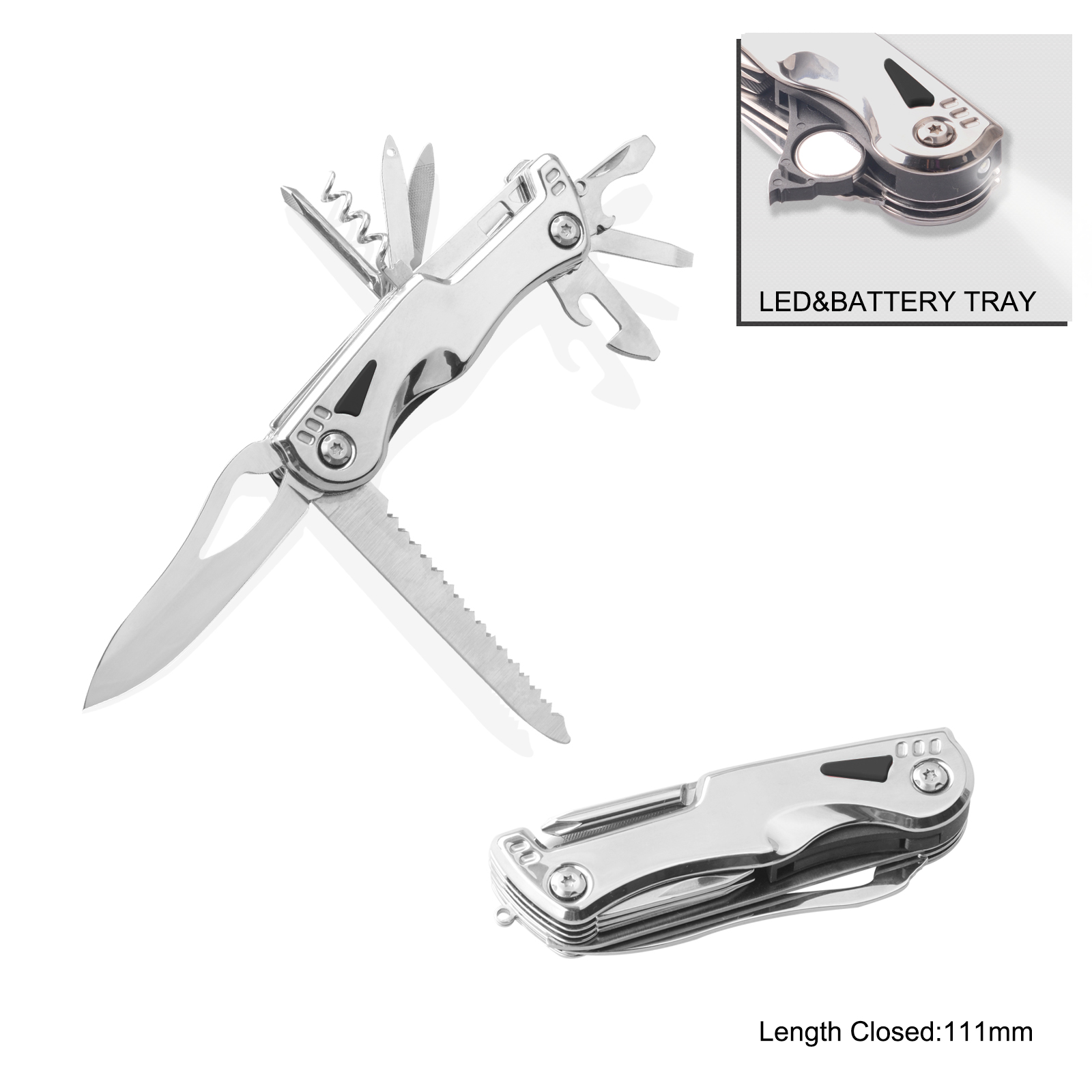 #6204S Multi Function Pocket Knife with LED Flashlight