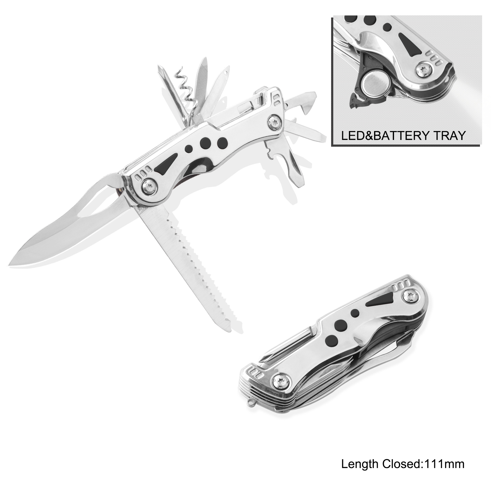 #6213 Multi Function Pocket Knife with LED Flashlight