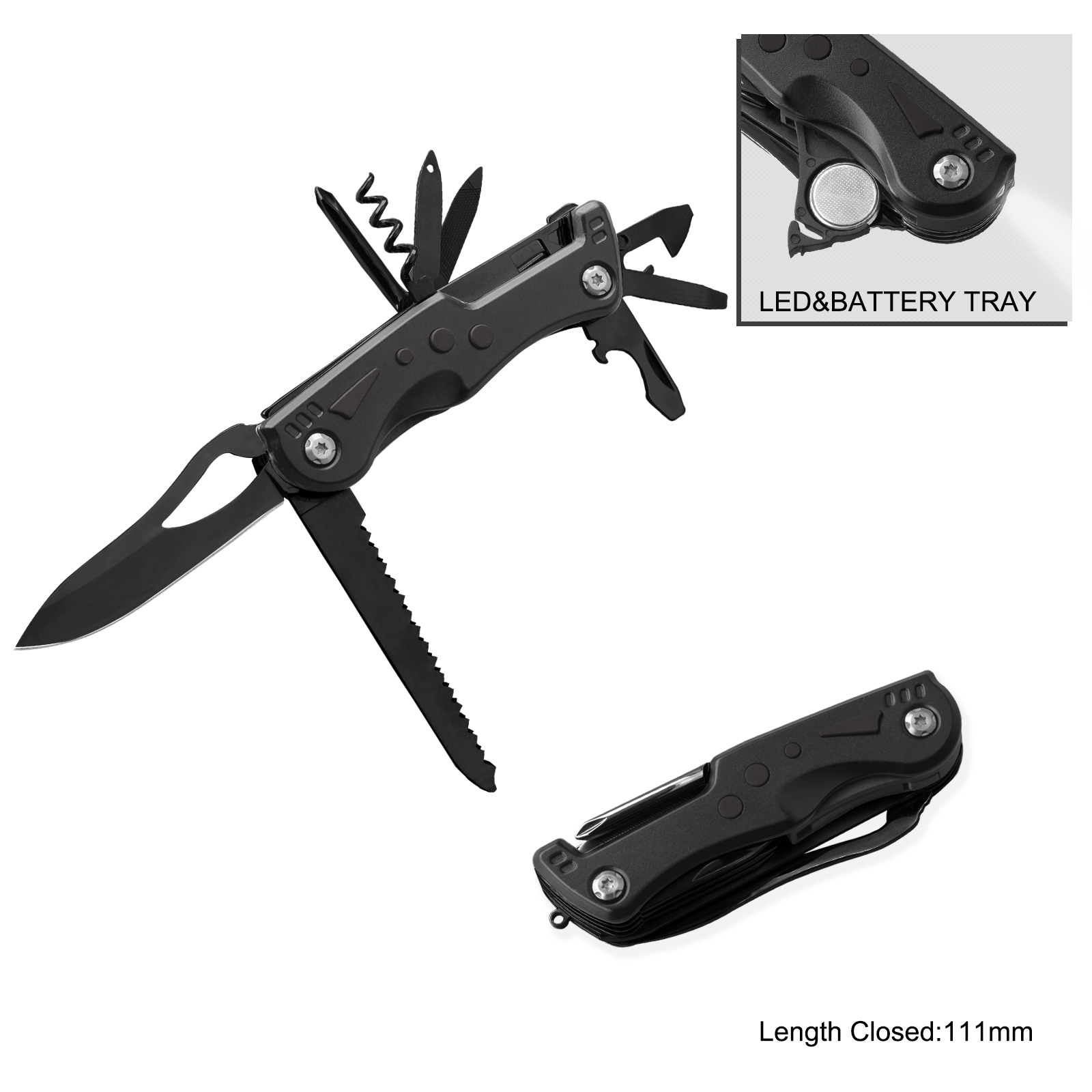 #6213B Multi Function Pocket Knife with LED Flashlight