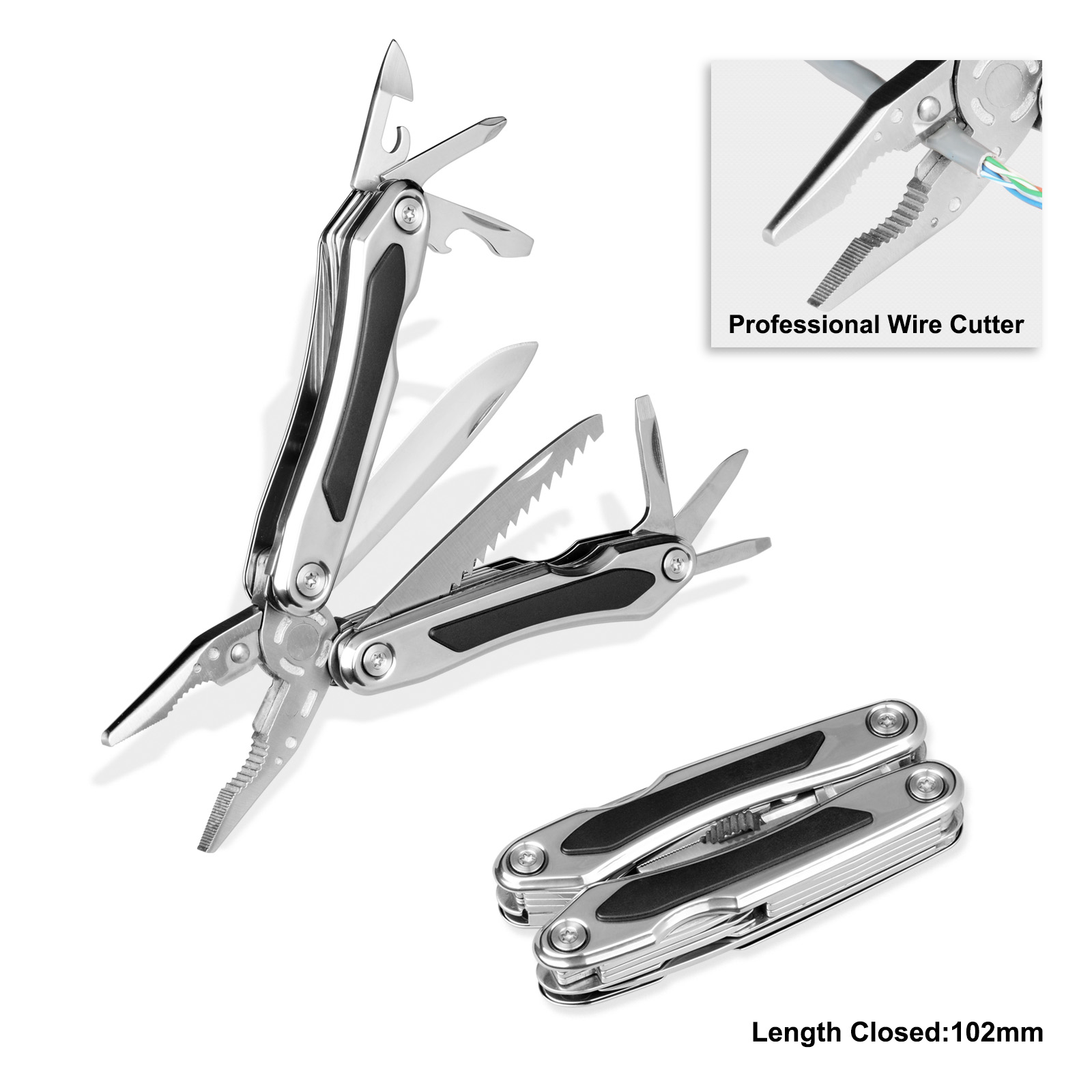 #8298 Top Quality Multitools with Stainless Steel + Rubber Handle