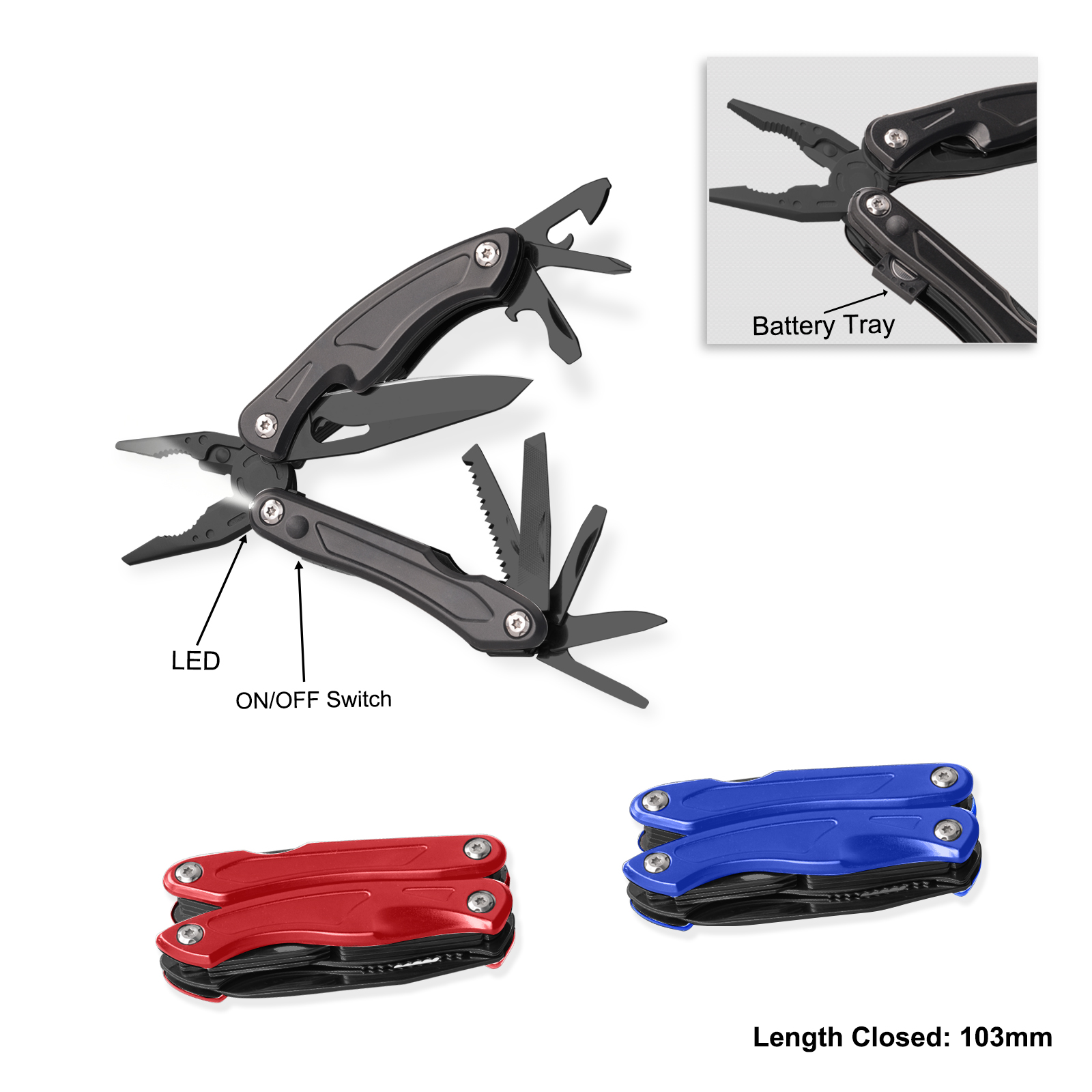 #8422-BLK Top Quality Multitools with LED Flashlight