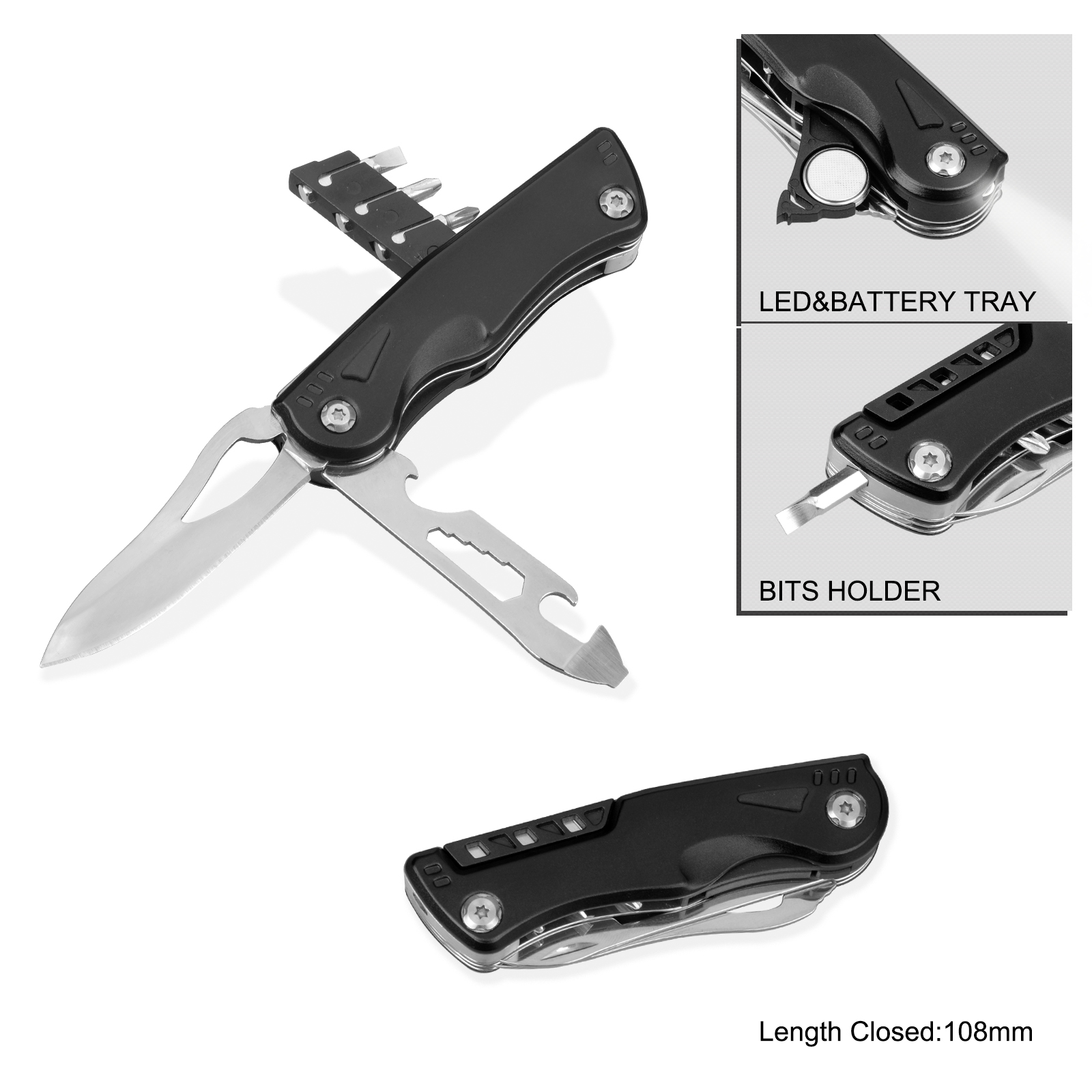 #6205 Multi Function Pocket Knife with LED Flashlight