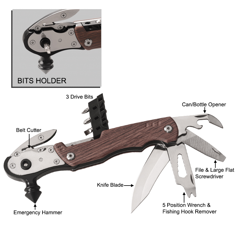 #8495AM-CAMO Multi Function Hammer with Wooden Handle